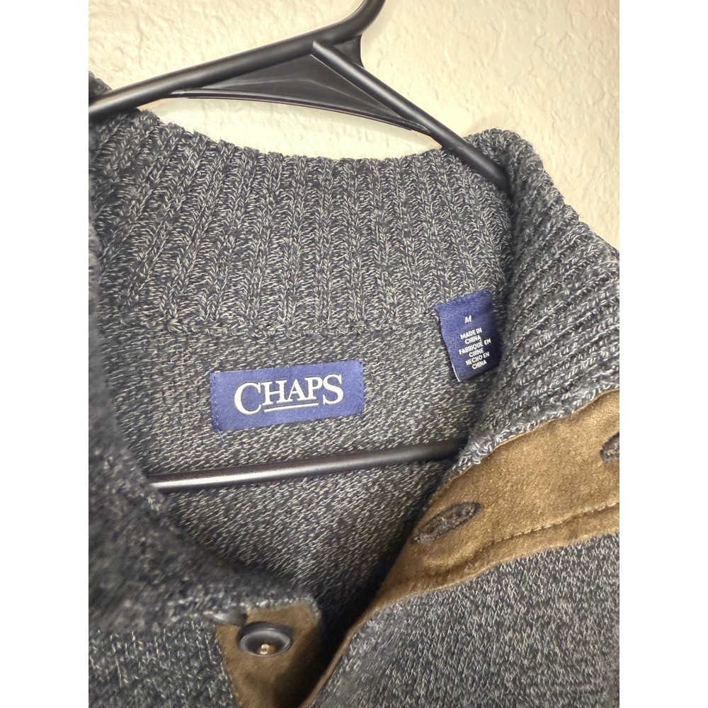 Chaps Mens Gray Quarter Button Pullover Sweater W… - image 2